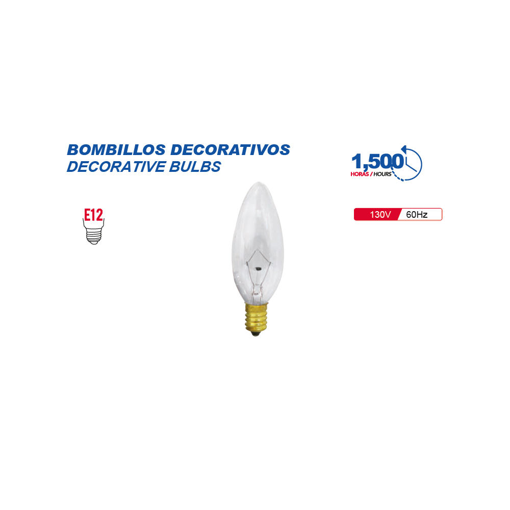BOMBI TORPEDO 60W E12 CLAR E32130 (10U) 100/10® — Bombillería | Centro de Iluminación San Carlos
