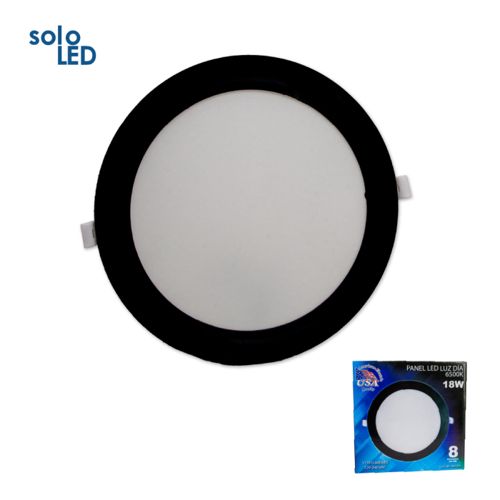 American Electric Panel LED 18W Redondo Negro Luz Día 6500K — Paneles LED | Centro de Iluminación San Carlos