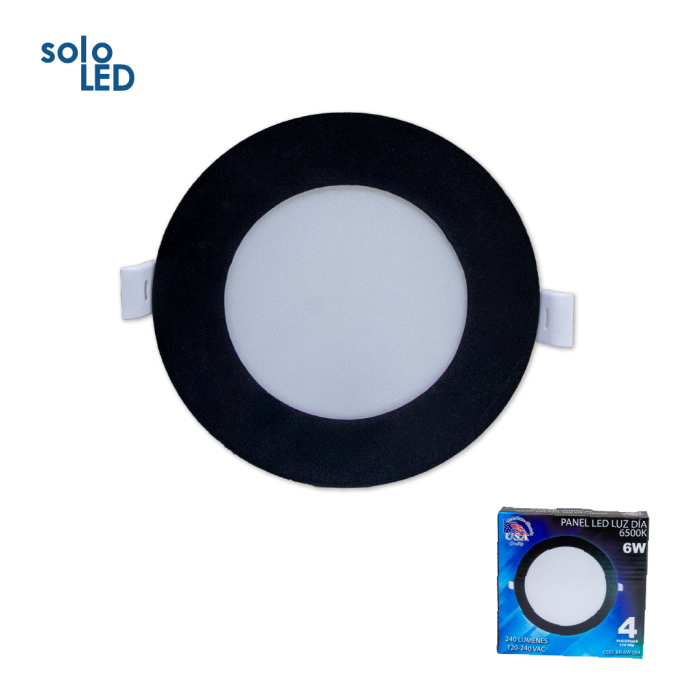 PANEL LED 6W REDONDO NEGRO LUZ DIA 6500K — Paneles LED | Centro de Iluminación San Carlos