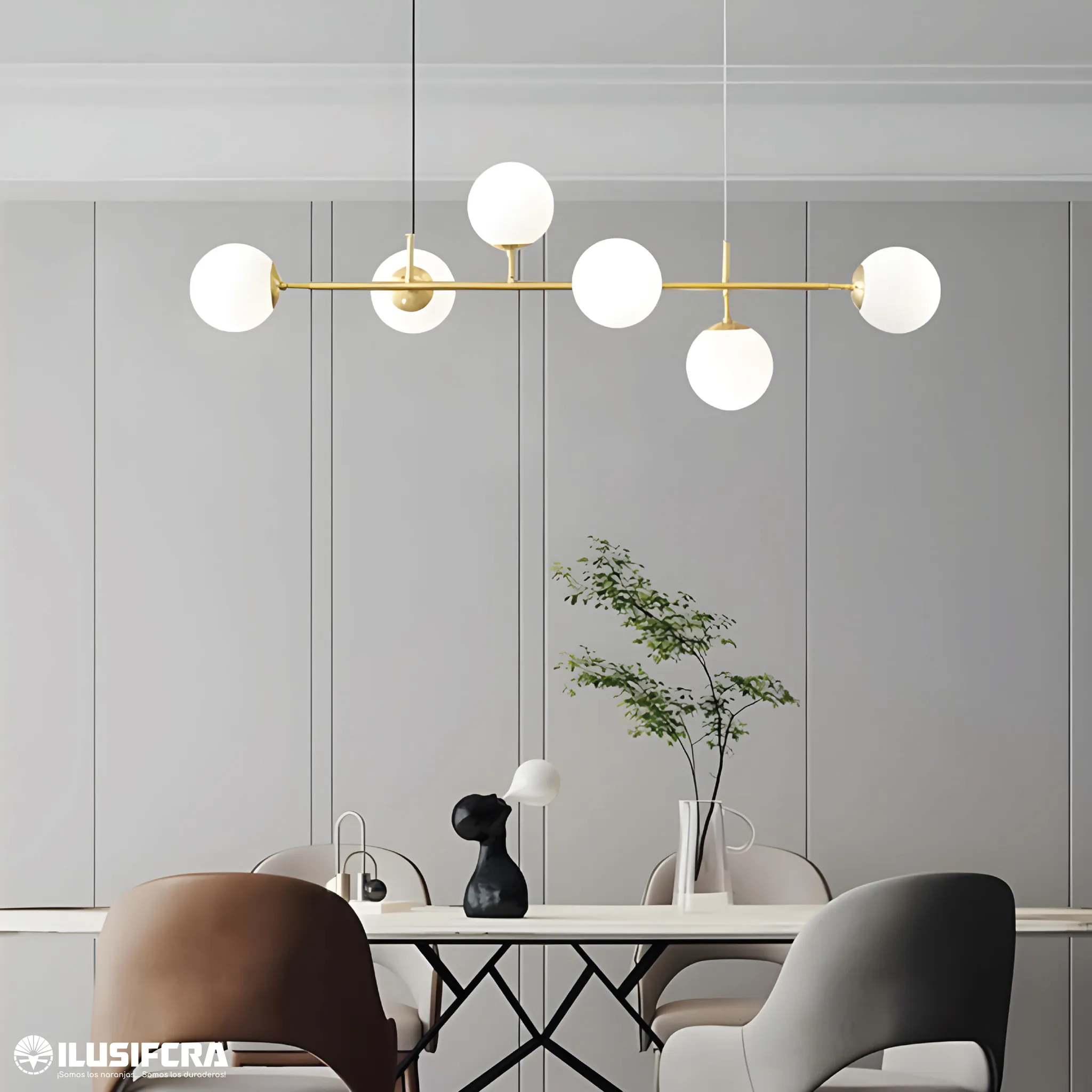 LÁMPARA DE COLGAR RECTANGULAR DORADA ITALIANA 9400-6 — Lámparas de Colgar | Centro de Iluminación San Carlos