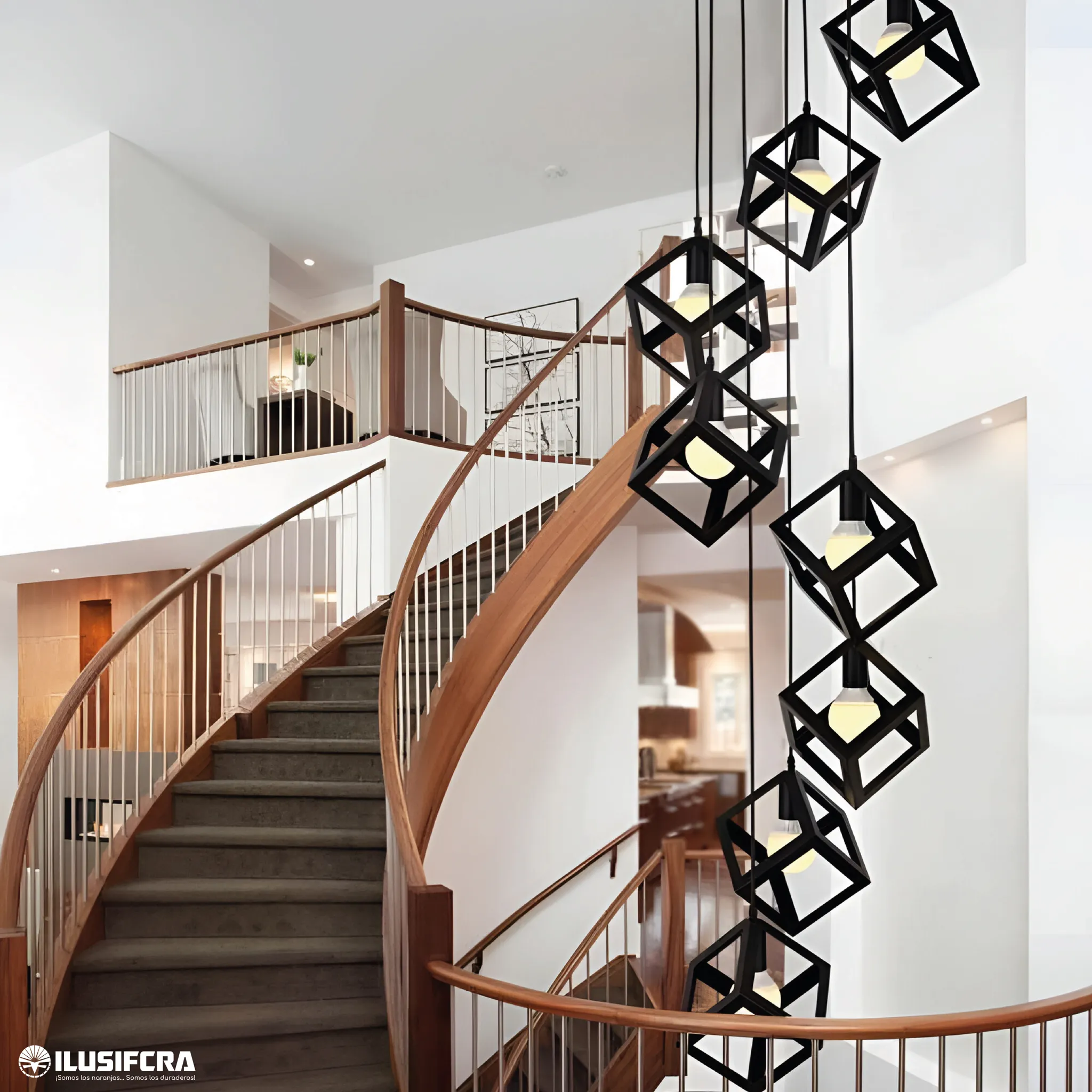 LÁMPARA DE COLGAR DE ALTURA CUBOS LT2198-12/3080-12 — Lámparas de doble altura | Centro de Iluminación San Carlos