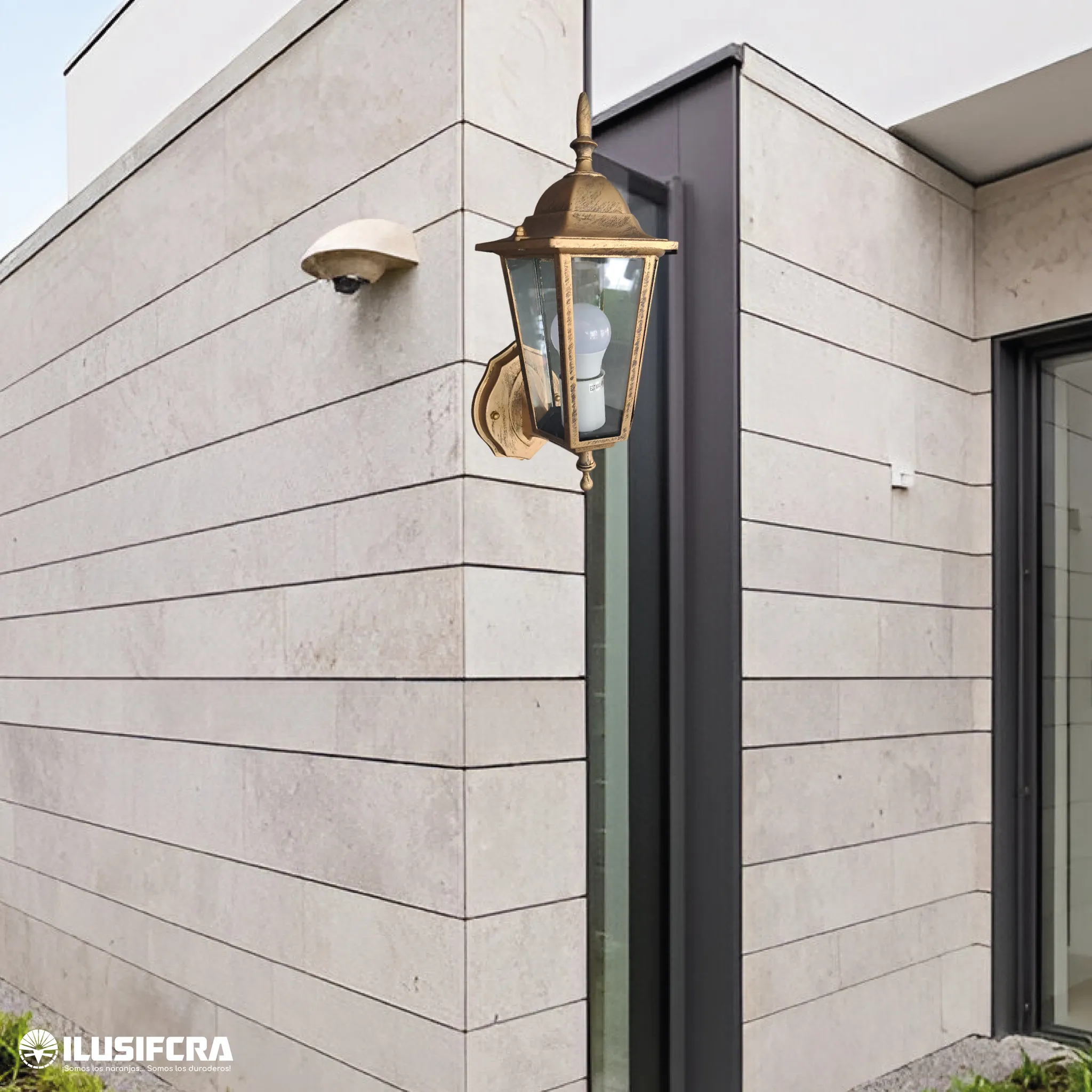 FAROL PARA EXTERIOR DORADO E27 2028S-1W — Lámparas para Exterior | Centro de Iluminación San Carlos