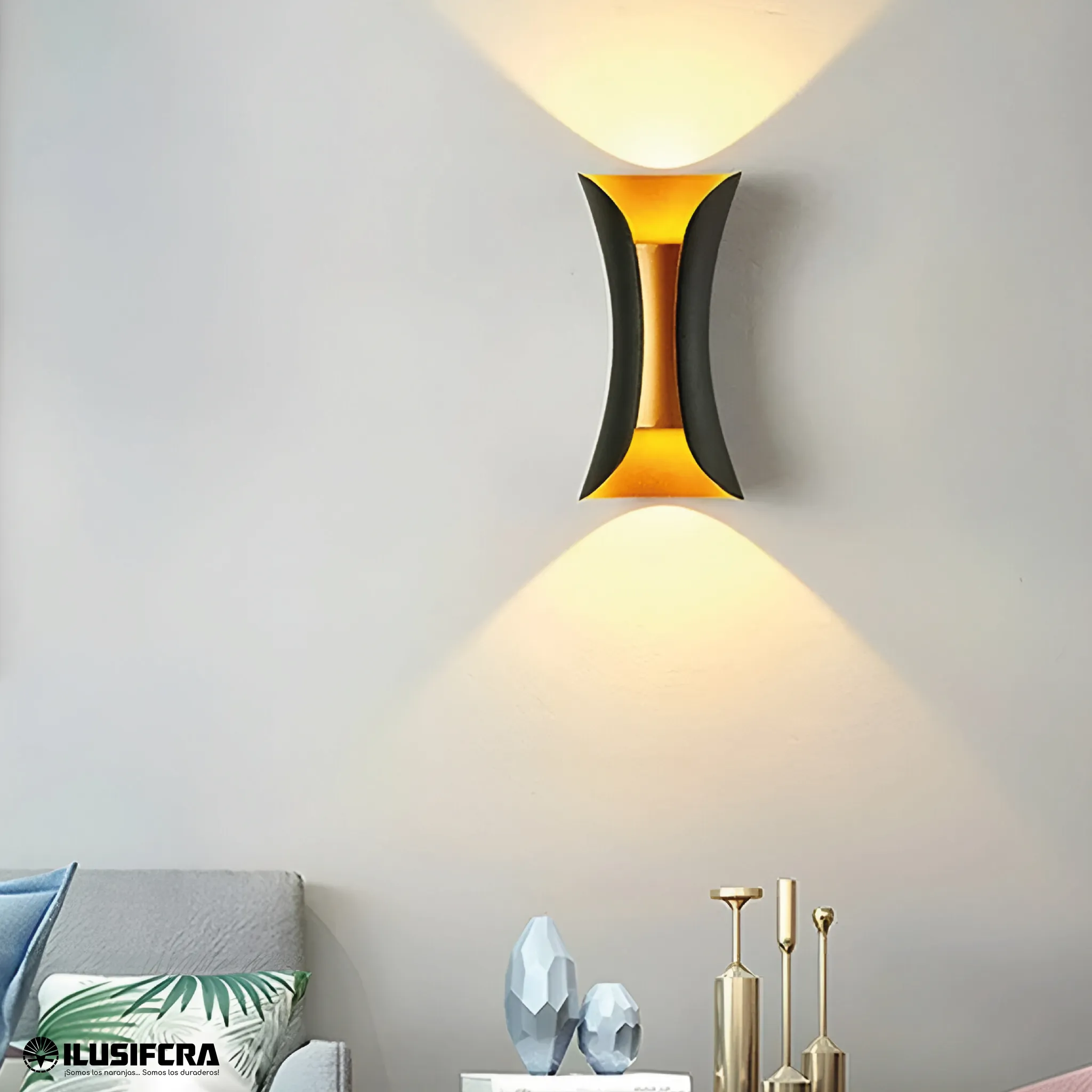 Aplique LED de Pared 2 Luces OS-W23-10W BK+GD — Apliques LED de Pared | Centro de Iluminación San Carlos