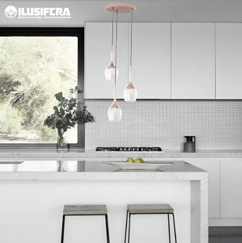 LÁMPARA DE COLGAR MINIMALISTA 3 COPAS DE VIDRIO 2805-3A — Lámparas de Colgar | Centro de Iluminación San Carlos