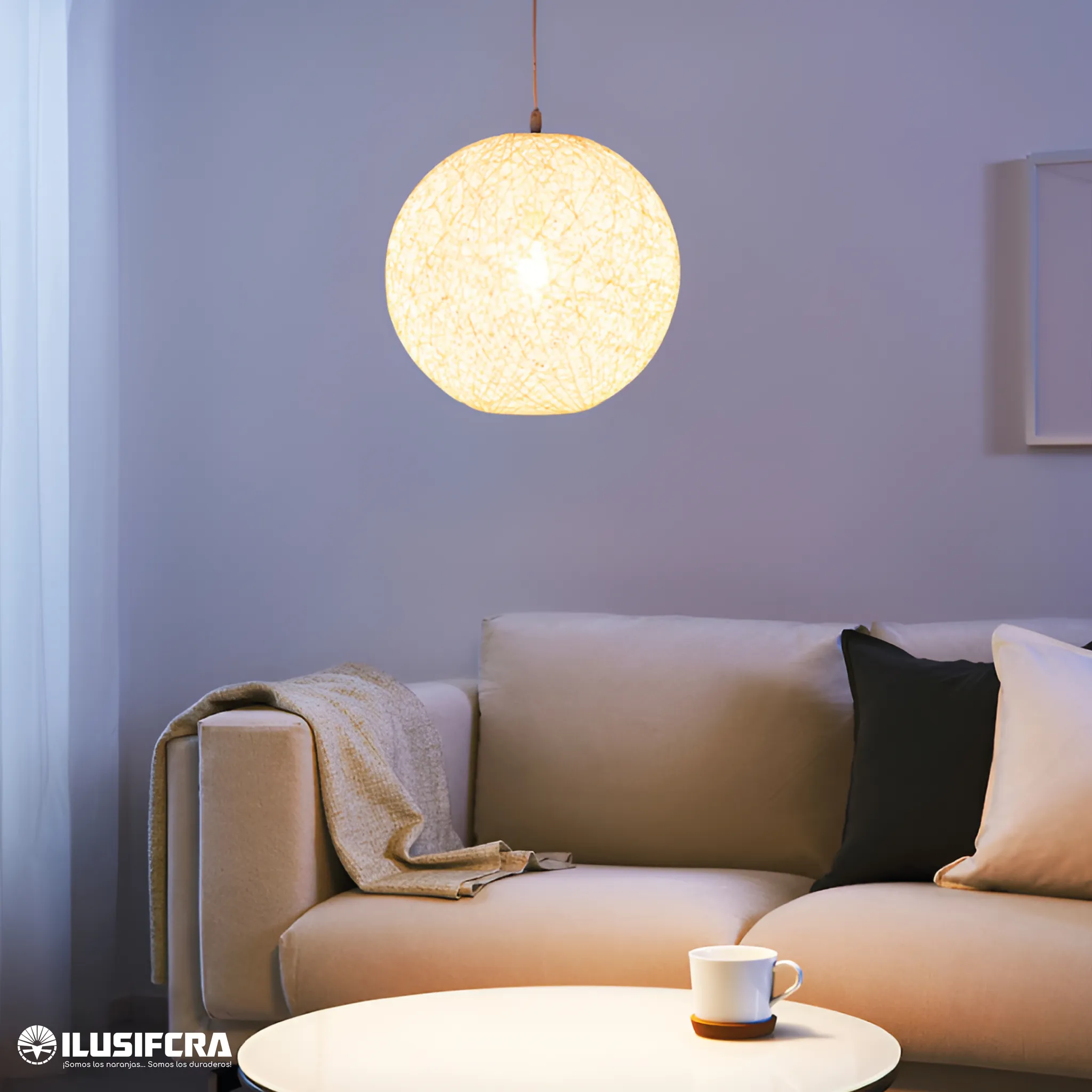 LÁMPARA DE COLGAR FIBRA PLÁSTICA ESTILO ESFERA A098 — Lámparas de Colgar | Centro de Iluminación San Carlos