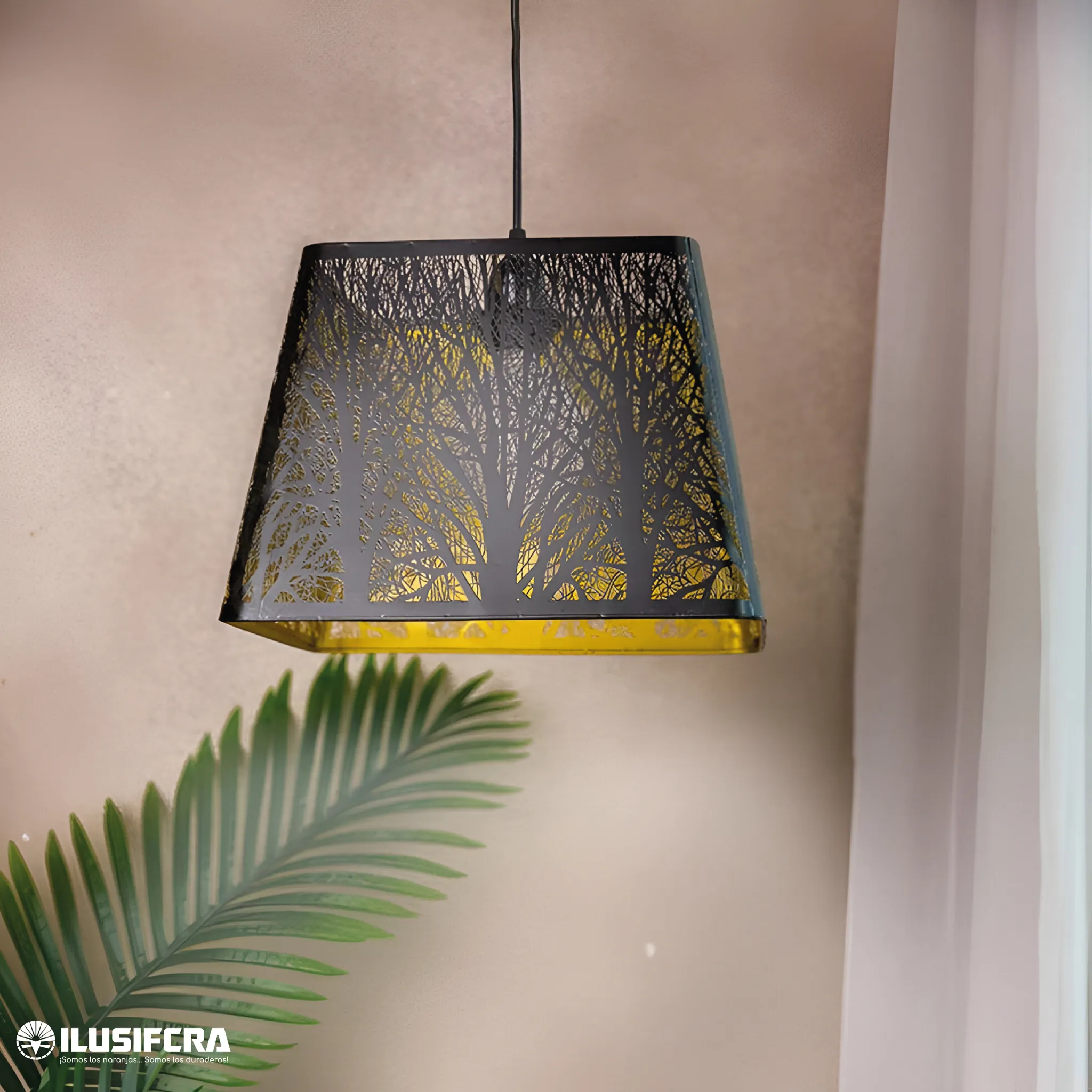 LAMPARA COLGAR DT-005 ESTAMPADO ARBOL — Lámparas de Colgar | Centro de Iluminación San Carlos