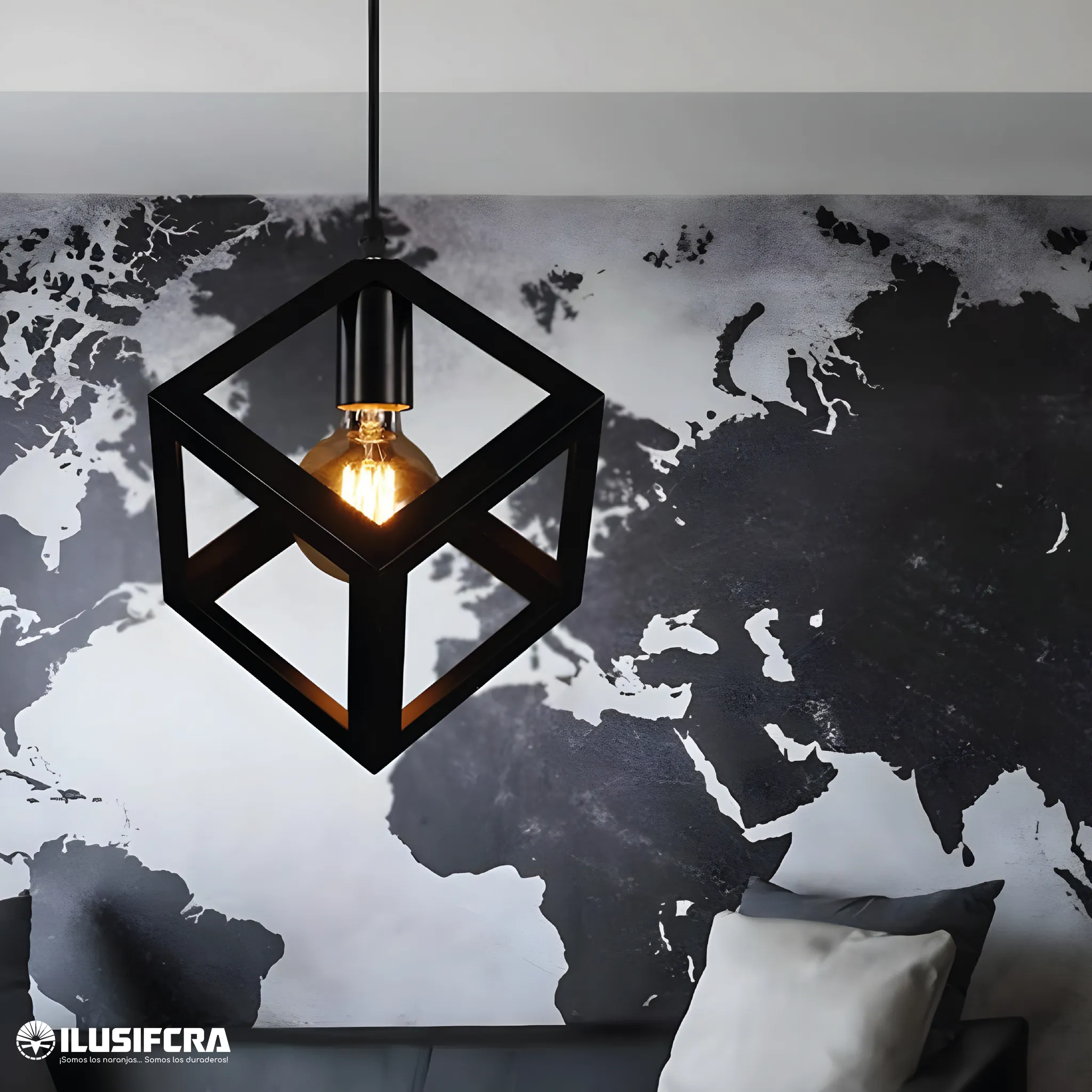 LÁMPARA COLGAR XH317-1 CUBO E27 FL-0023 — Lámparas de Colgar | Centro de Iluminación San Carlos