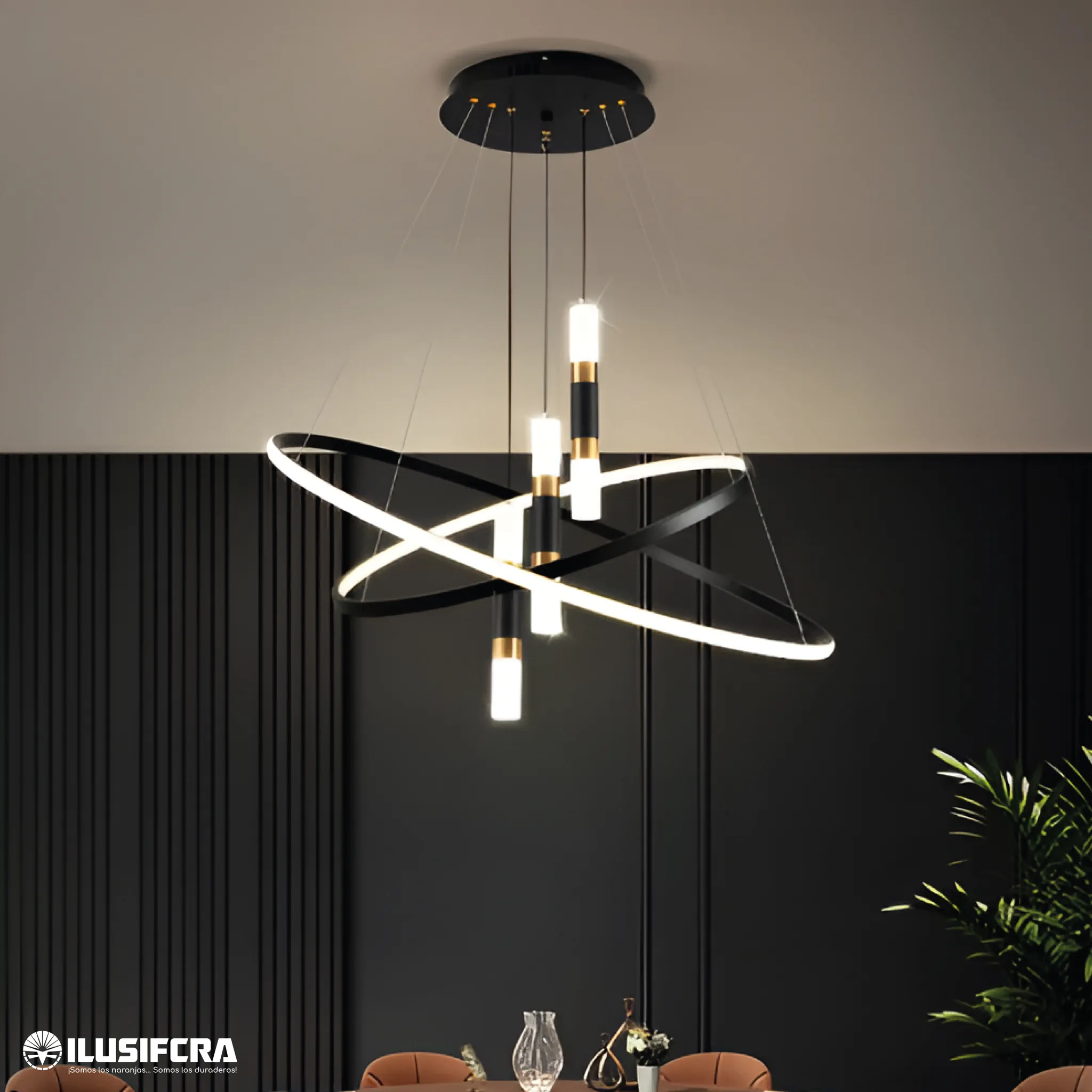 LÁMPARA DE COLGAR TIPO DIRIGIBLE + AROS NORDICA SX303-3 — Lámparas de Colgar | Centro de Iluminación San Carlos