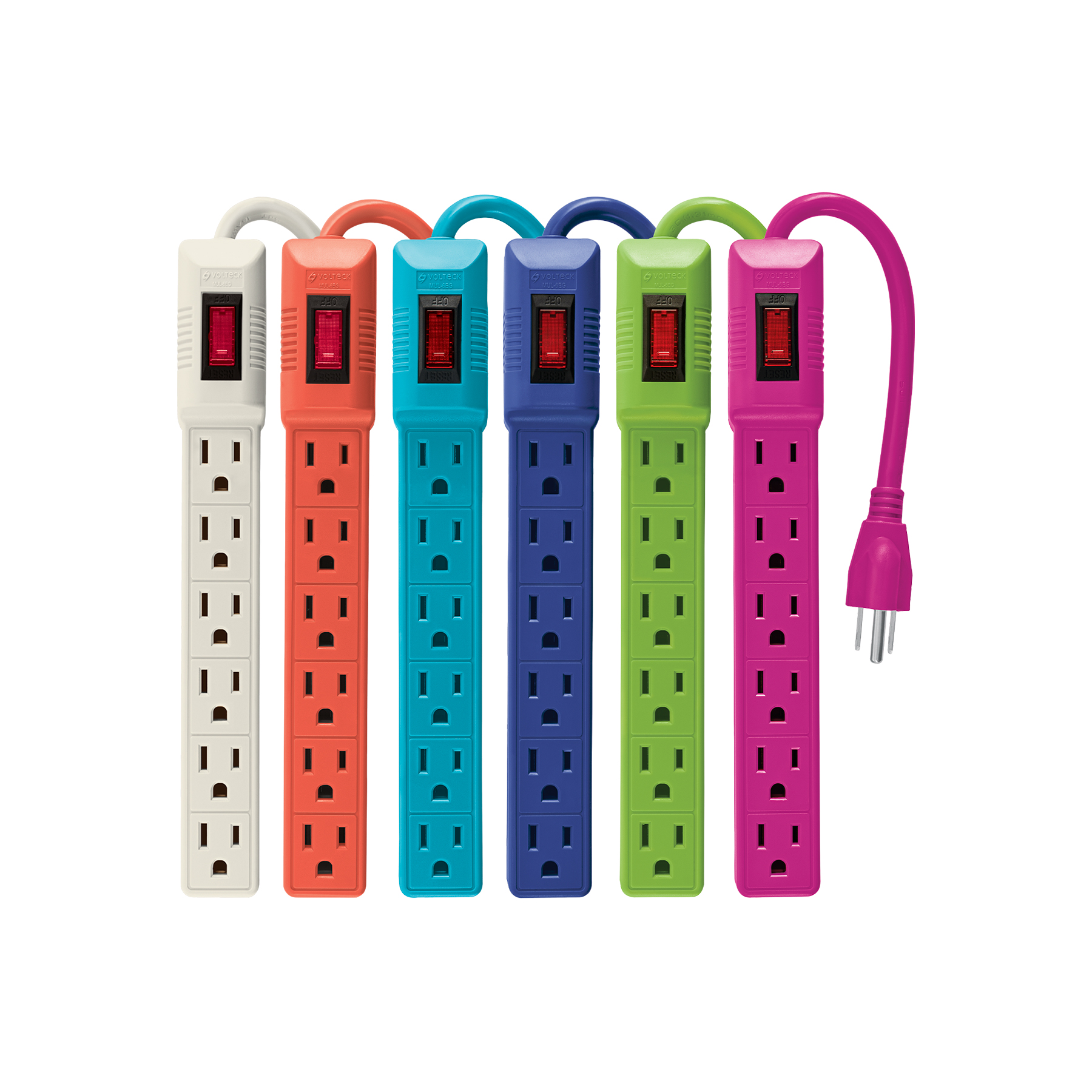 Volteck Multicontacto 16 AWG doméstico 6 entradas, colores a granel — Extensiones y regletas | Centro de Iluminación San Carlos