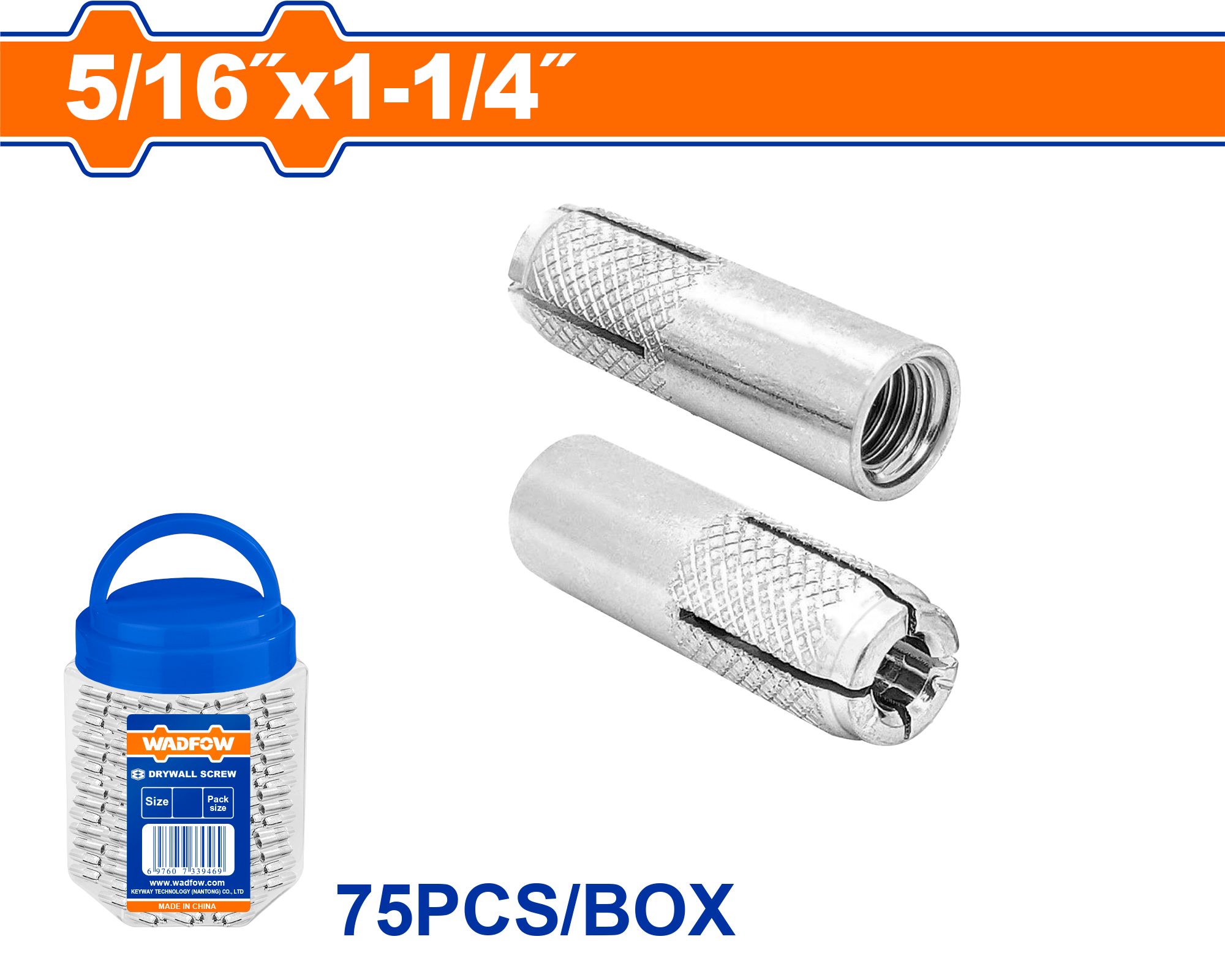 Set Espander de Metal 5/16"x1.1/4" Wadfow WDQ1T21 75 Unidades — Ferretería | Centro de Iluminación San Carlos